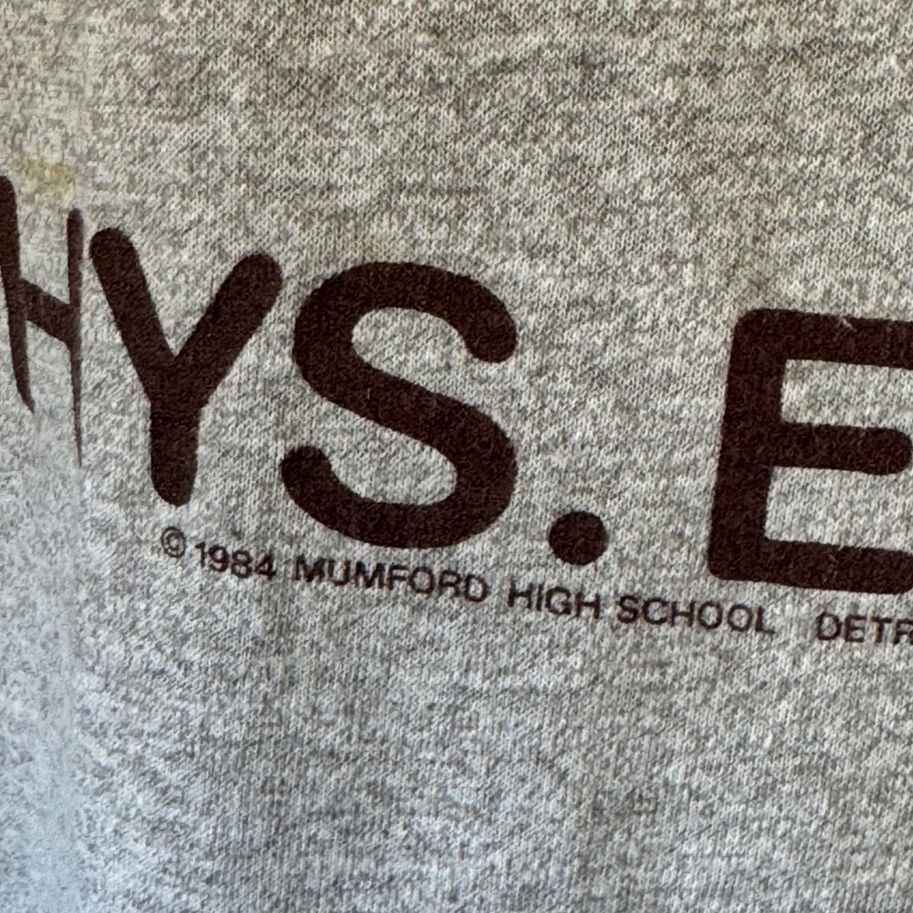 Vintage 1984 Mumford High School Phys Ed Dept T-Shirt Screen Stars XL Gray 80s - Picture 4 of 10